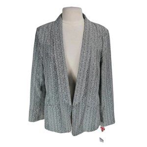 CHARLES GRAY Womens Open Front Blazer Jacket Size L Polka Dot Long Sleeve 326P